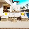 7 Pieces Outdoor Patio Furniture with Thick Cushions and Pillows,  Beige