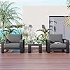 Aluminum Patio Furniture Set, 3 Pieces Modern Patio Conversation Sets Gray and Black