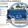 4 Piece Patio Sofa Set with Retractable Canopy, Blue