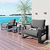Aluminum Patio Furniture Set, 3 Pieces Modern Patio Conversation Sets Gray and Black