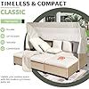 4 Piece Patio Sofa Set with Retractable Canopy, Beige