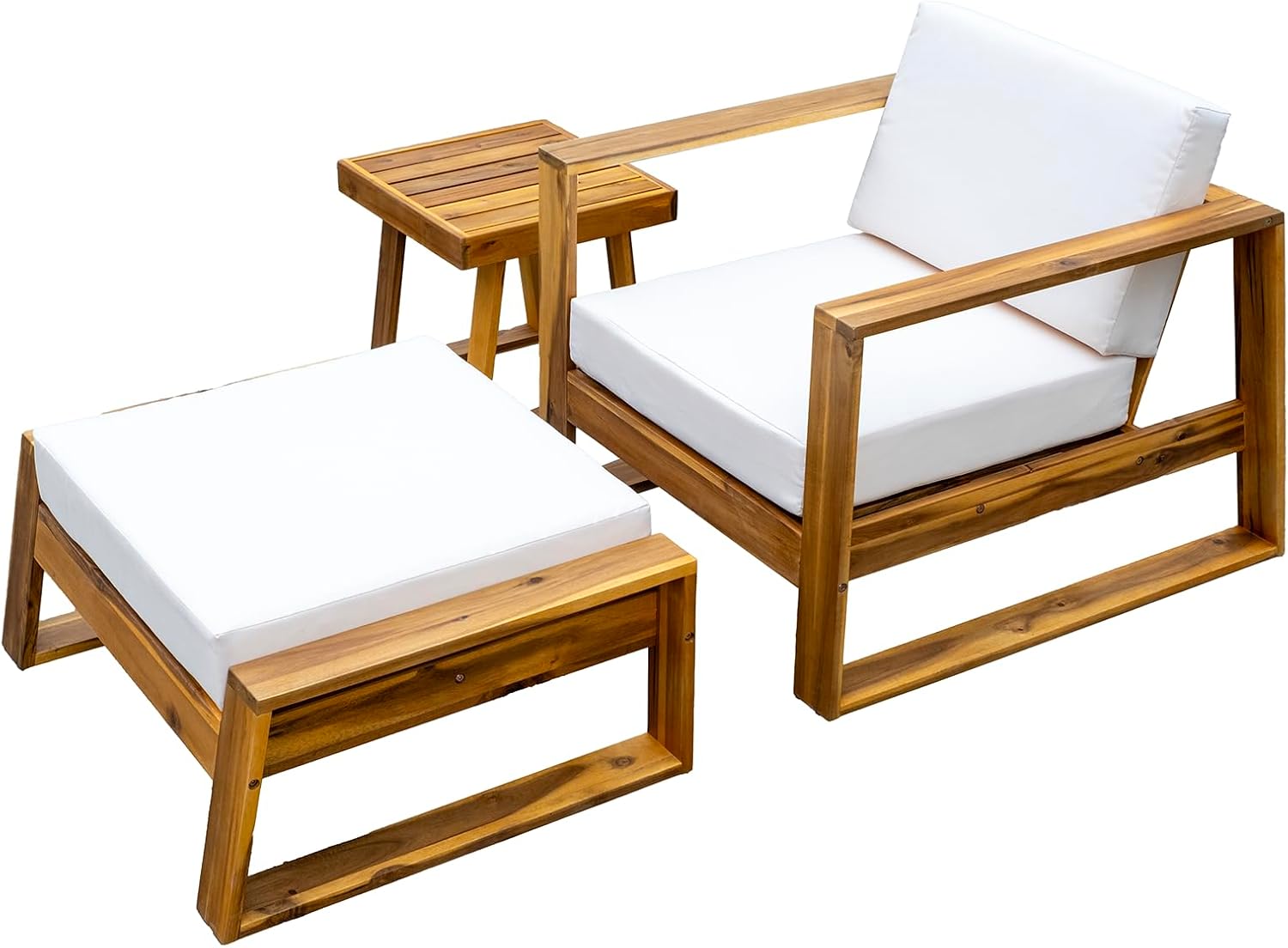 Patio Lounge Chair, Natural+Beige
