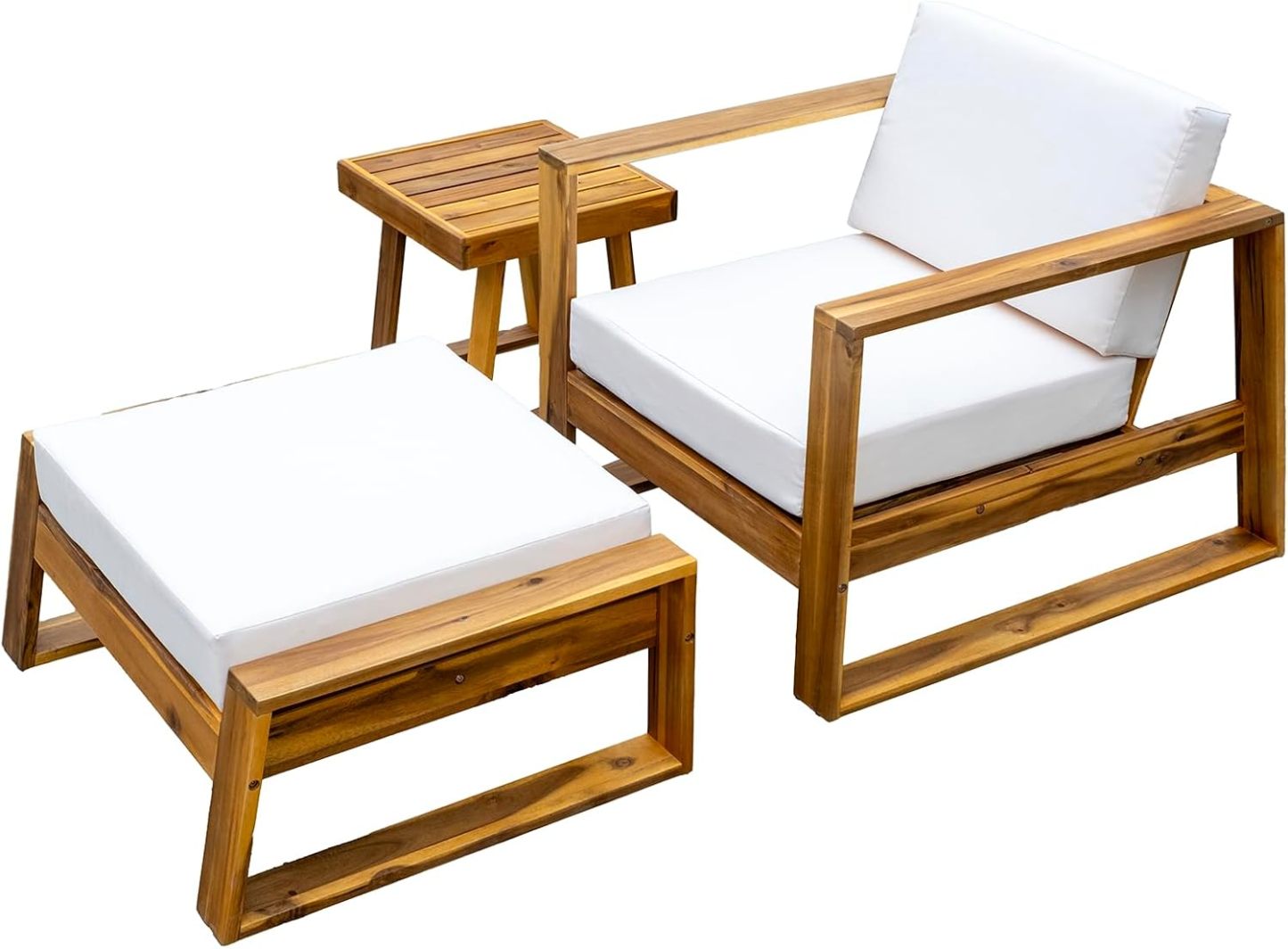 Patio Lounge Chair, Natural+Beige