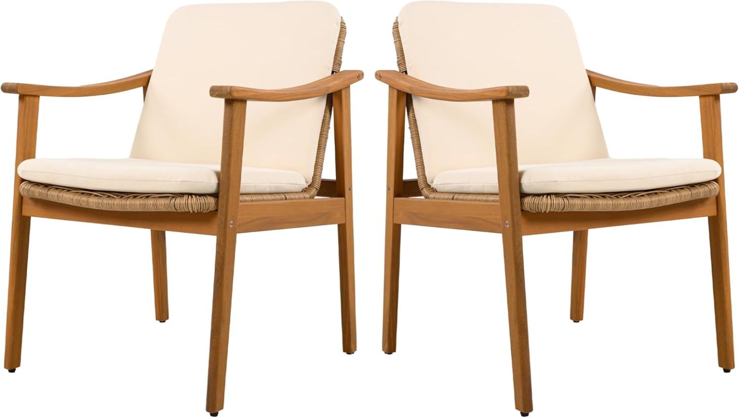 Outdoor Dining Chairs Set of 2, Beige