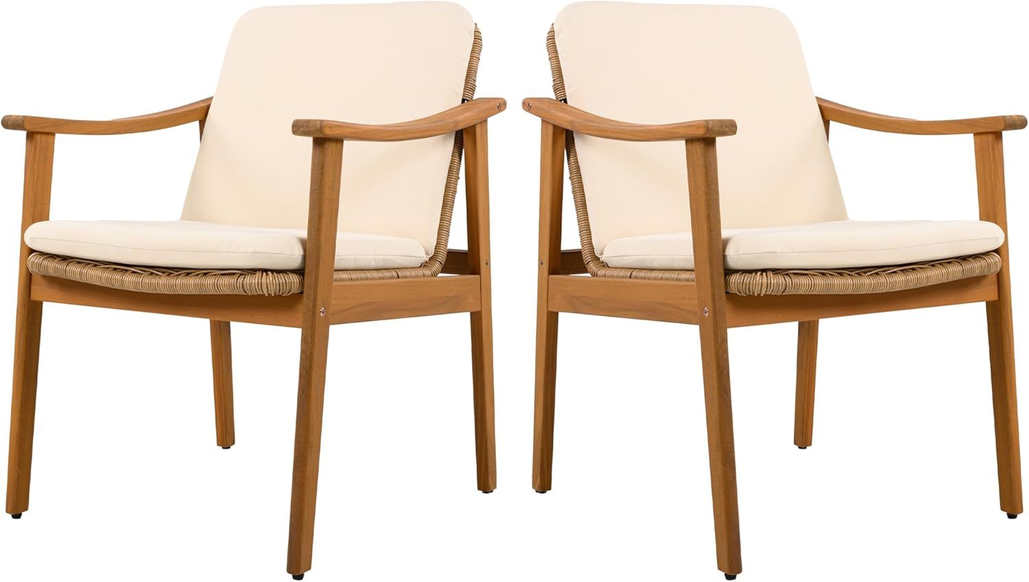 Outdoor Dining Chairs Set of 2, Beige
