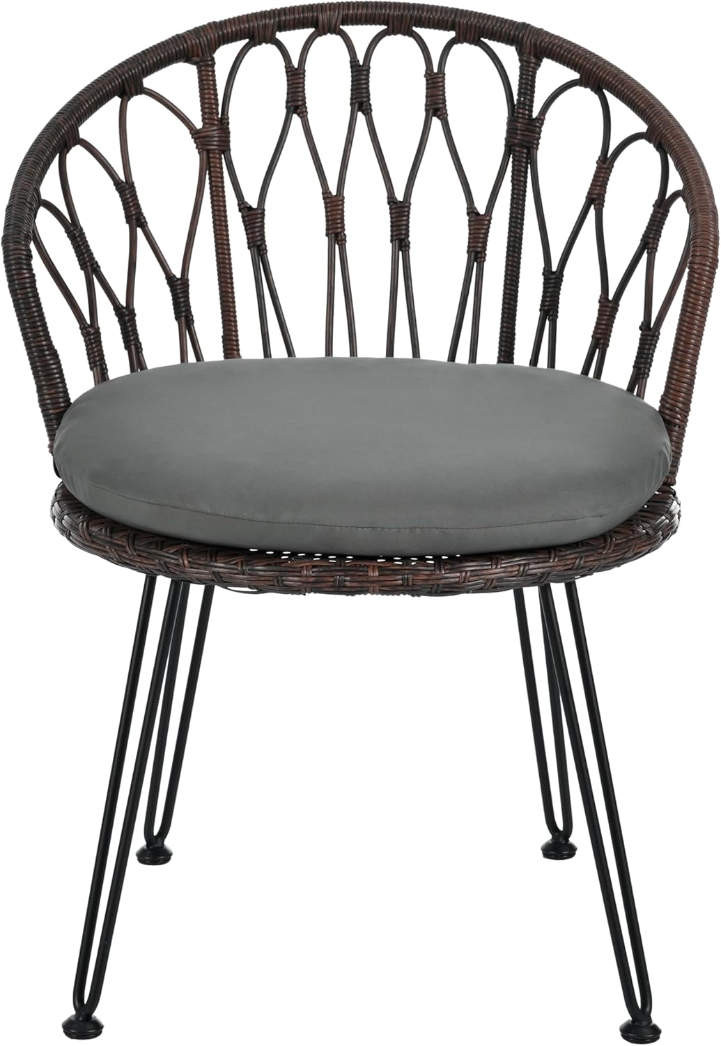 3 Piece Patio Bistro Set, Brown+Gray