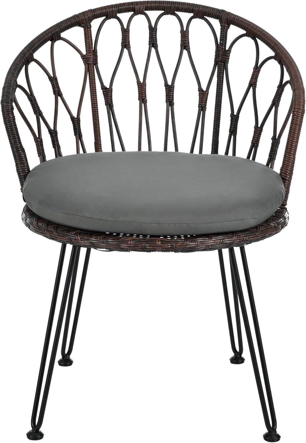 3 Piece Patio Bistro Set, Brown+Gray