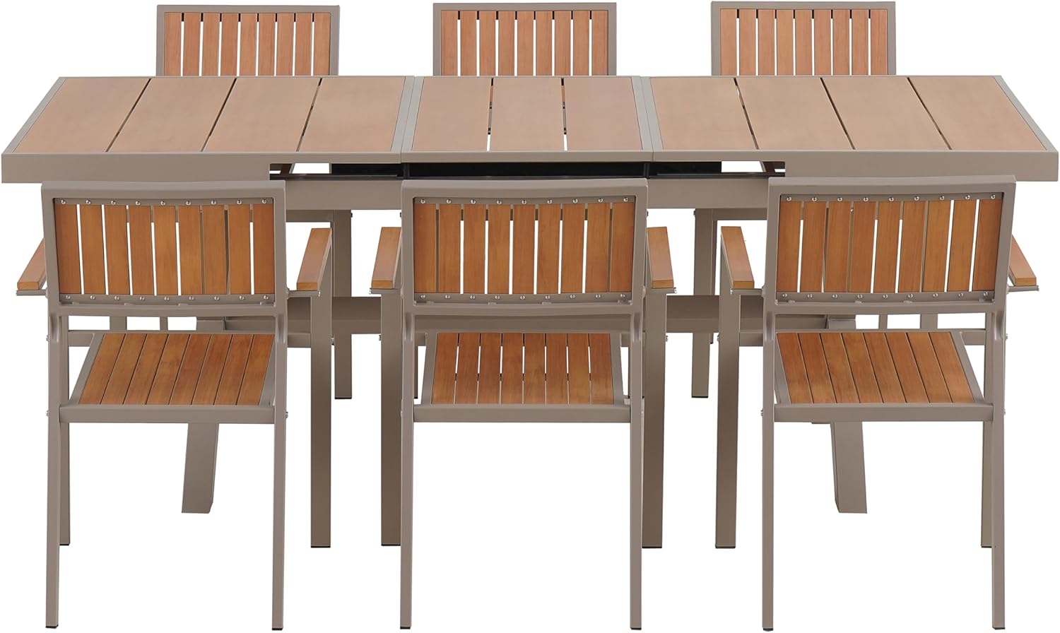 7 PCS Patio Dining Set for 6, Camel+natural