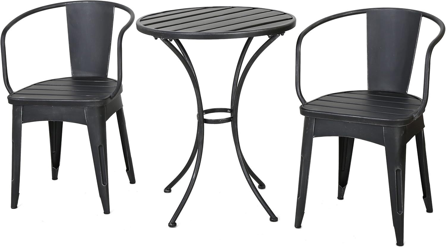 Outdoor 3 PC KD Metal Bistro Set, Black
