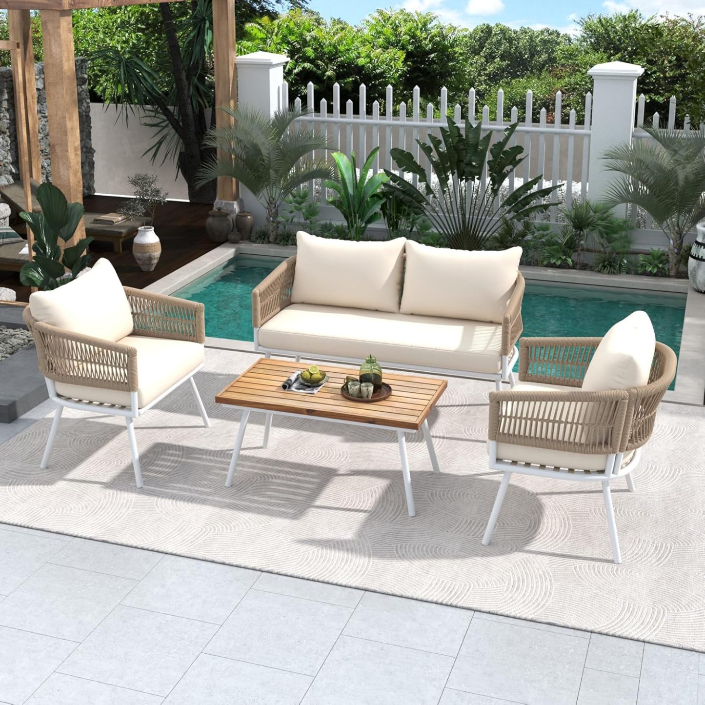 4-Piece Patio Furniture Set, Beige