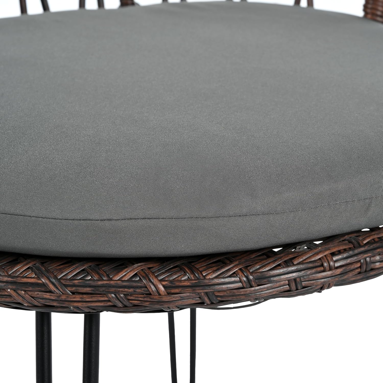 3 Piece Patio Bistro Set, Brown+Gray