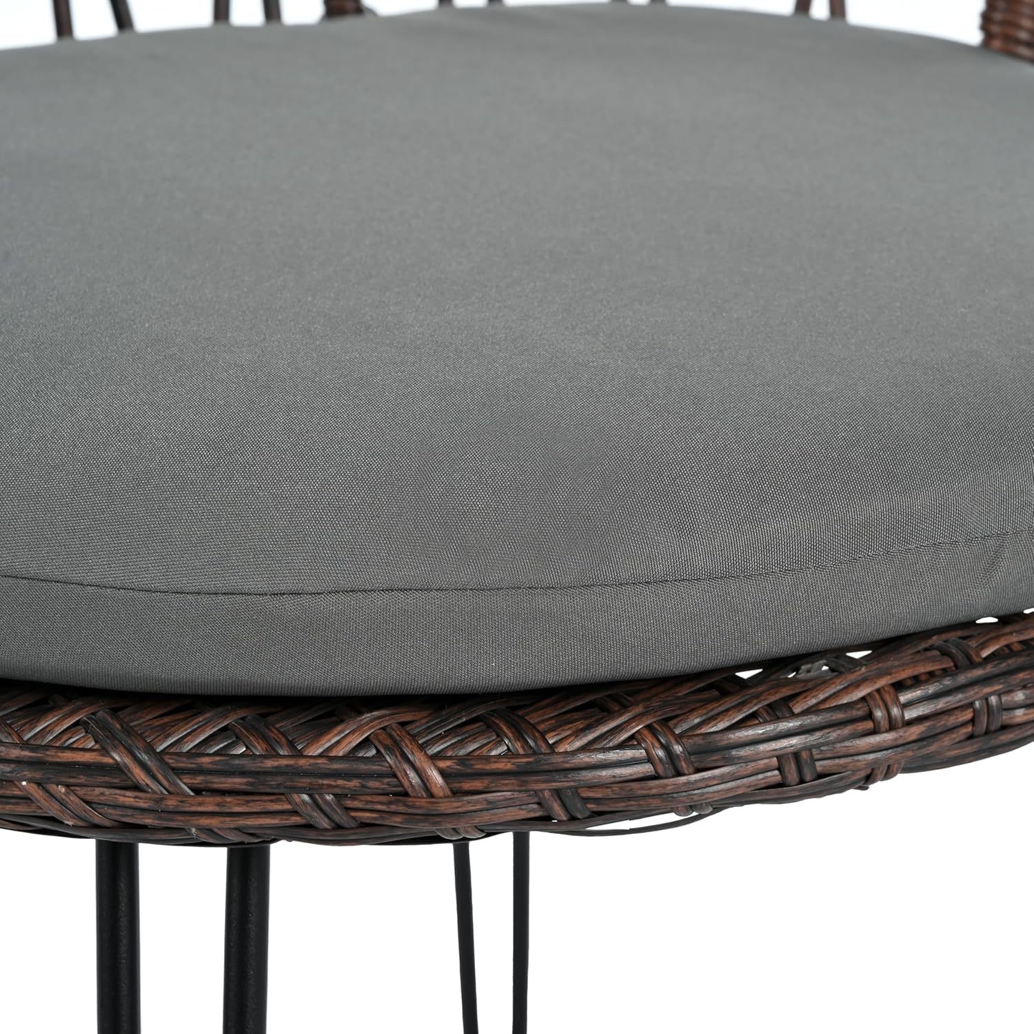 3 Piece Patio Bistro Set, Brown+Gray