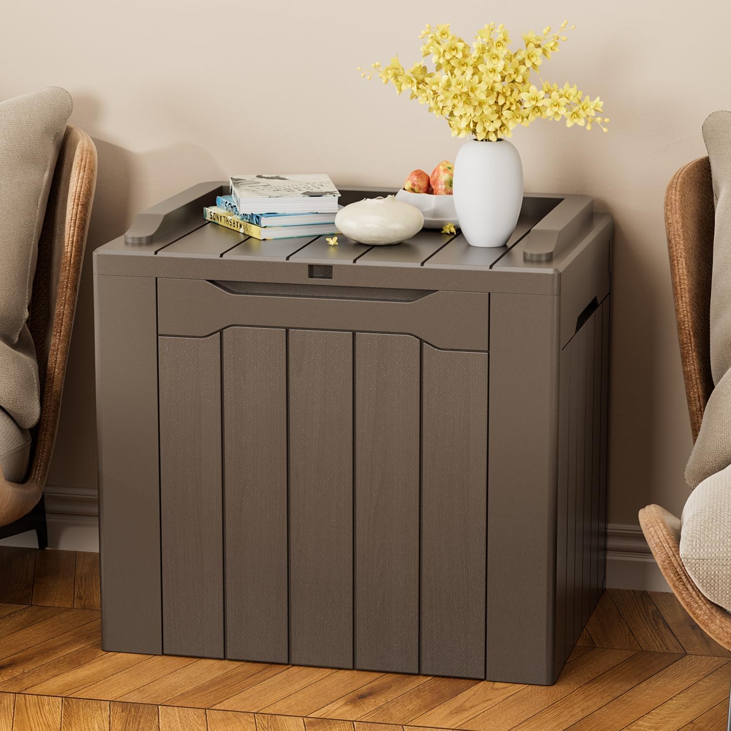 30 Gallon Plastic Storage Bins with Lid Stackable Brown