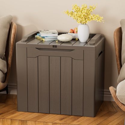 30 Gallon Plastic Storage Bins with Lid Stackable Brown