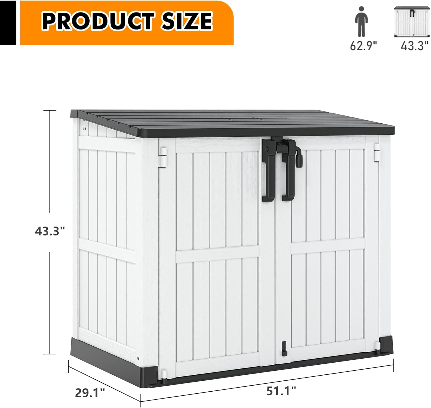 Outdoor Storage Cabinet 36 Cu.Ft Garden Storage Shed White