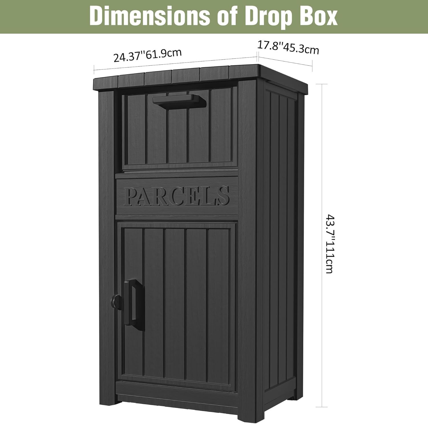 Package Delivery Box with Lockable Secure Black