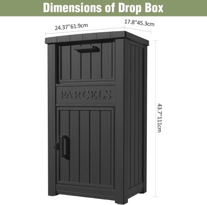 Package Delivery Box with Lockable Secure Black