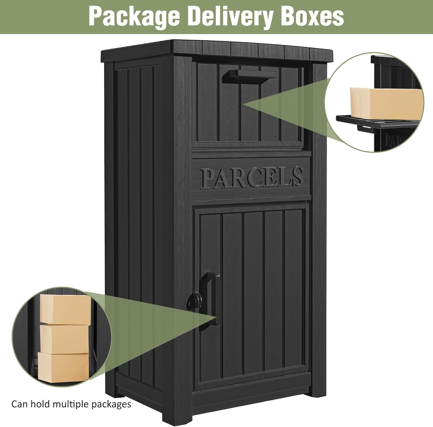 Package Delivery Box with Lockable Secure Black