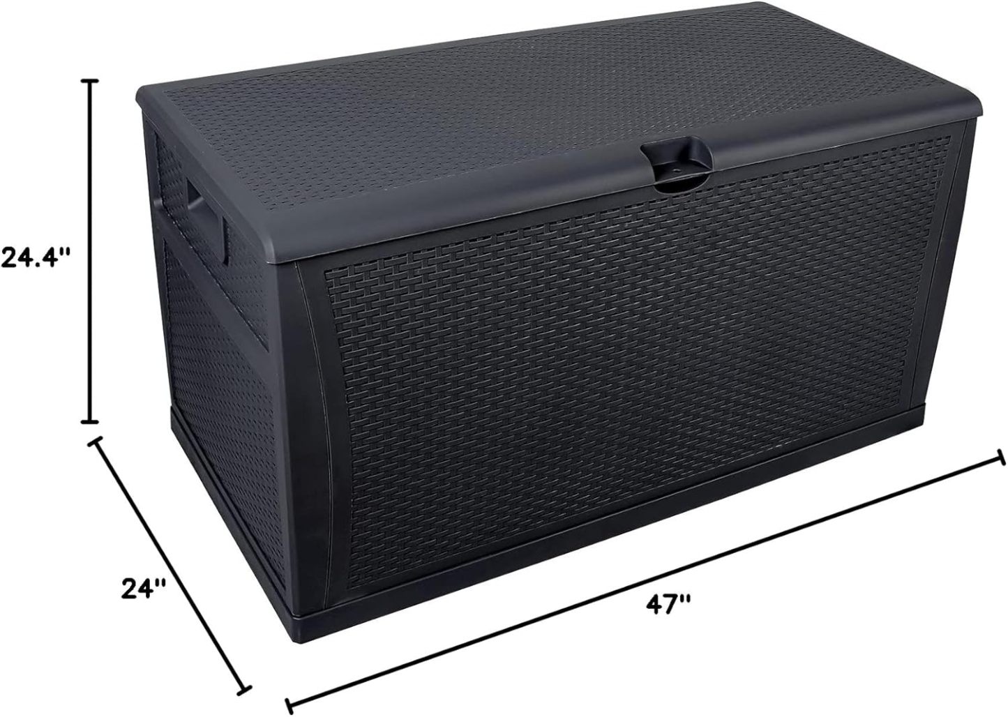 120 Gallon Plastic Deck Box Wicker Black