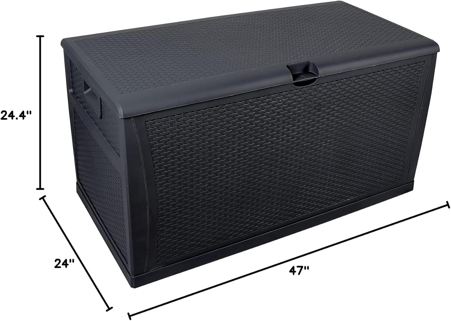 120 Gallon Plastic Deck Box Wicker Black