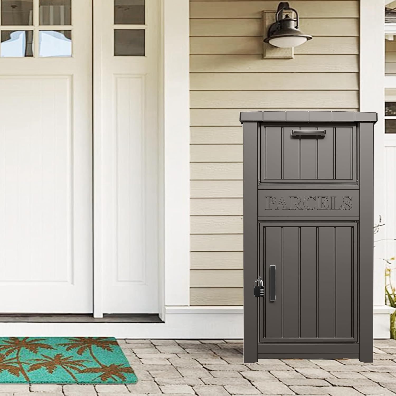 Package Delivery Box with Lockable Secure Gray