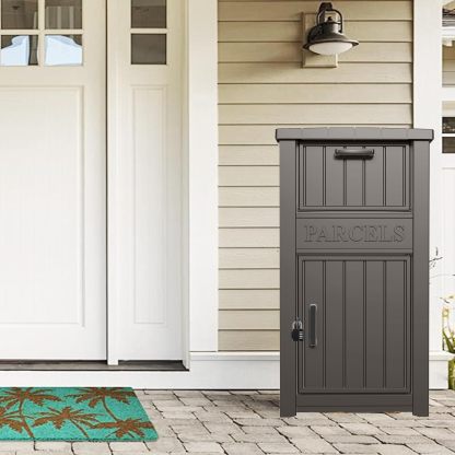 Package Delivery Box with Lockable Secure Gray