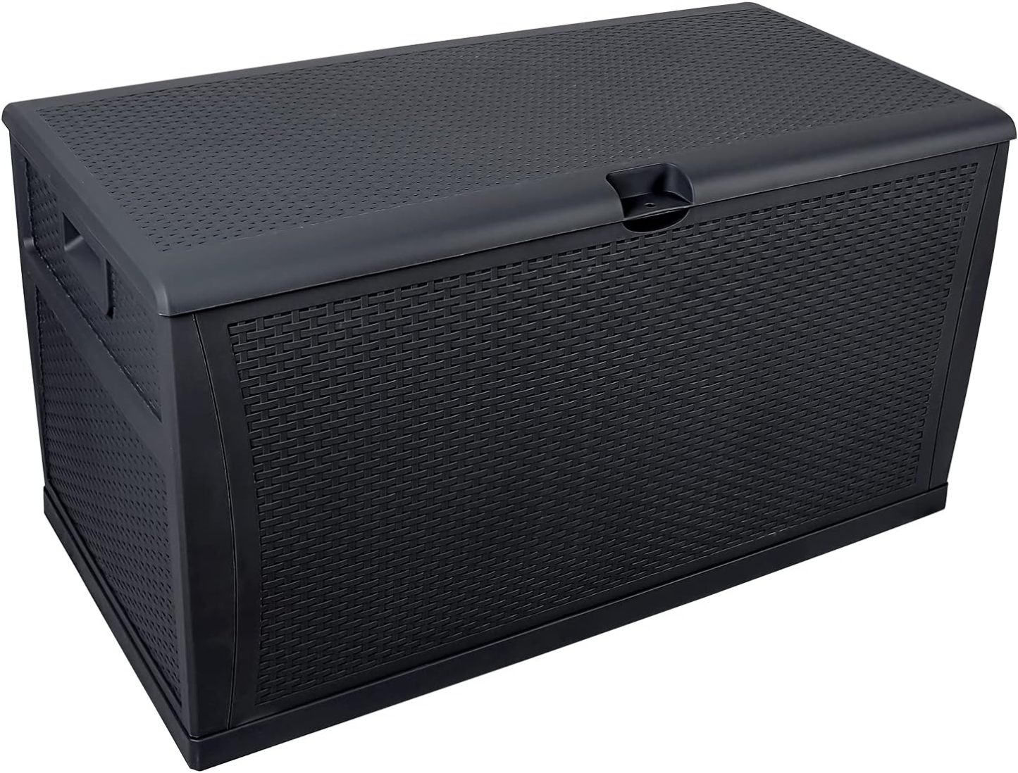 120 Gallon Plastic Deck Box Wicker Black