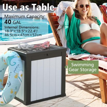 40 Gallon Outdoor Storage Box Black White
