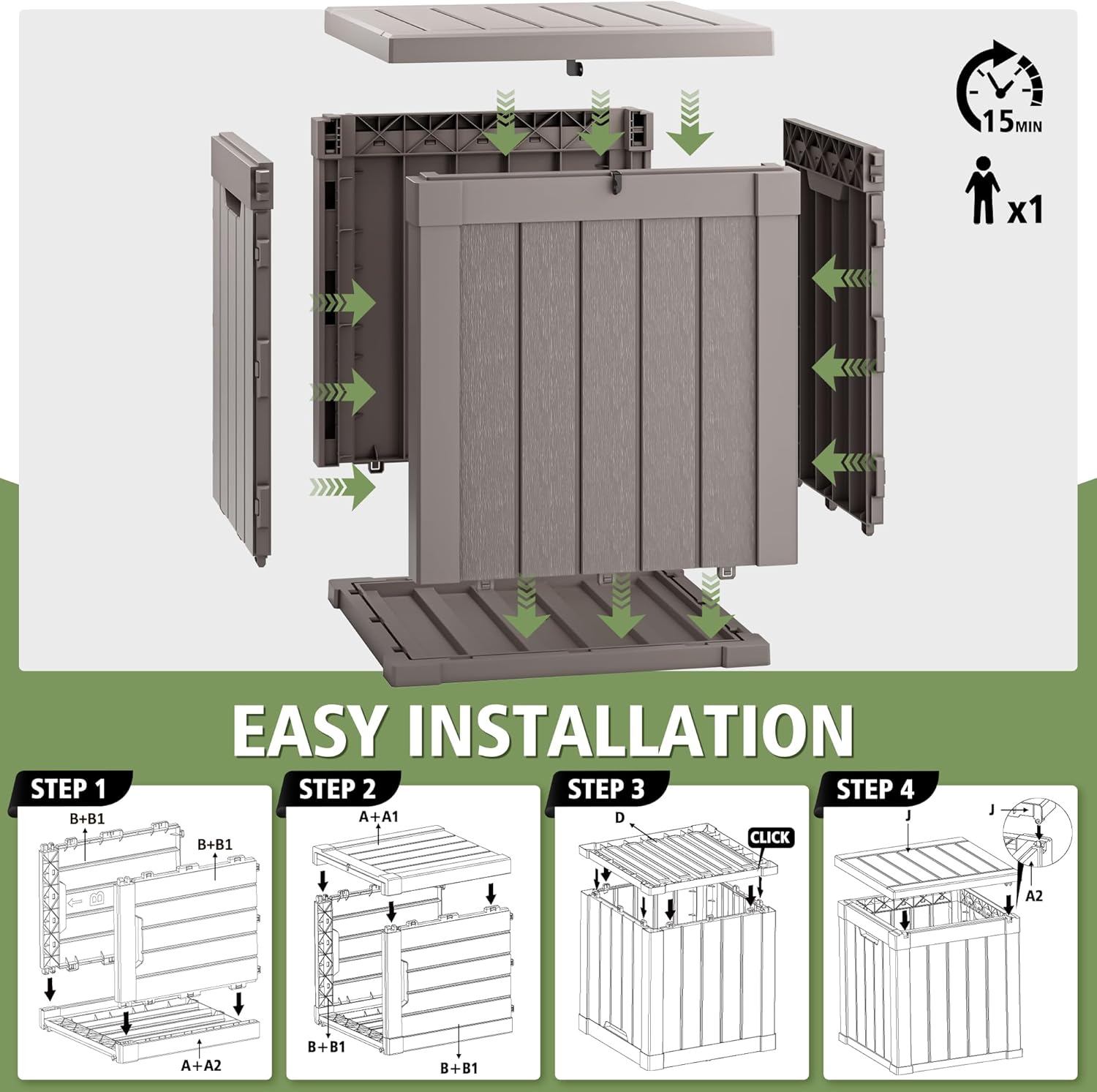 40 Gallon Outdoor Storage Box Grey