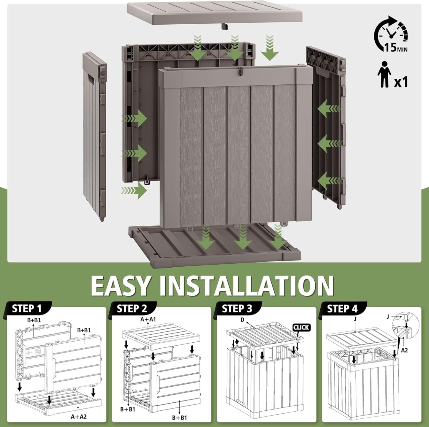 40 Gallon Outdoor Storage Box Grey