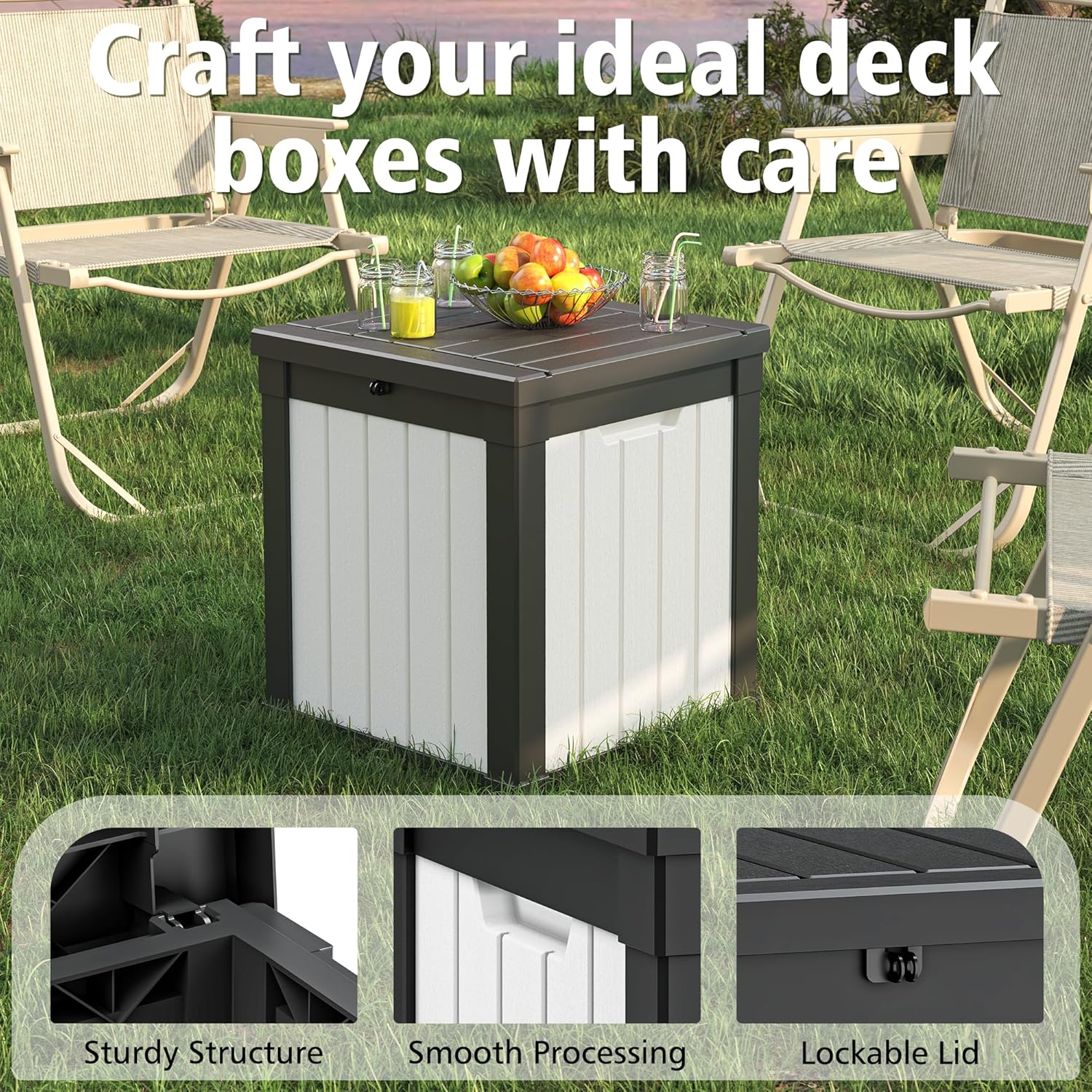 40 Gallon Outdoor Storage Box Black White