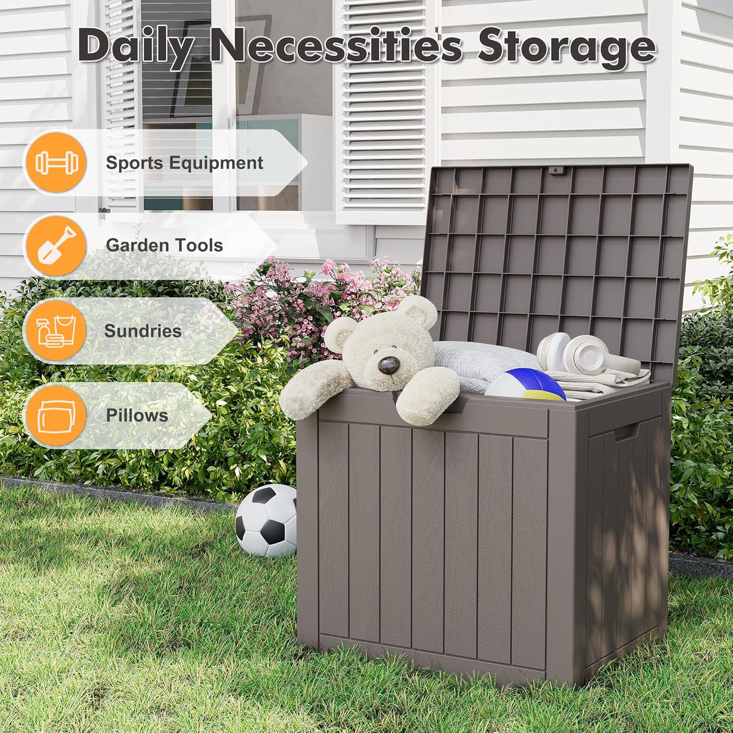 32 Gallon Outdoor Storage Box, Grey