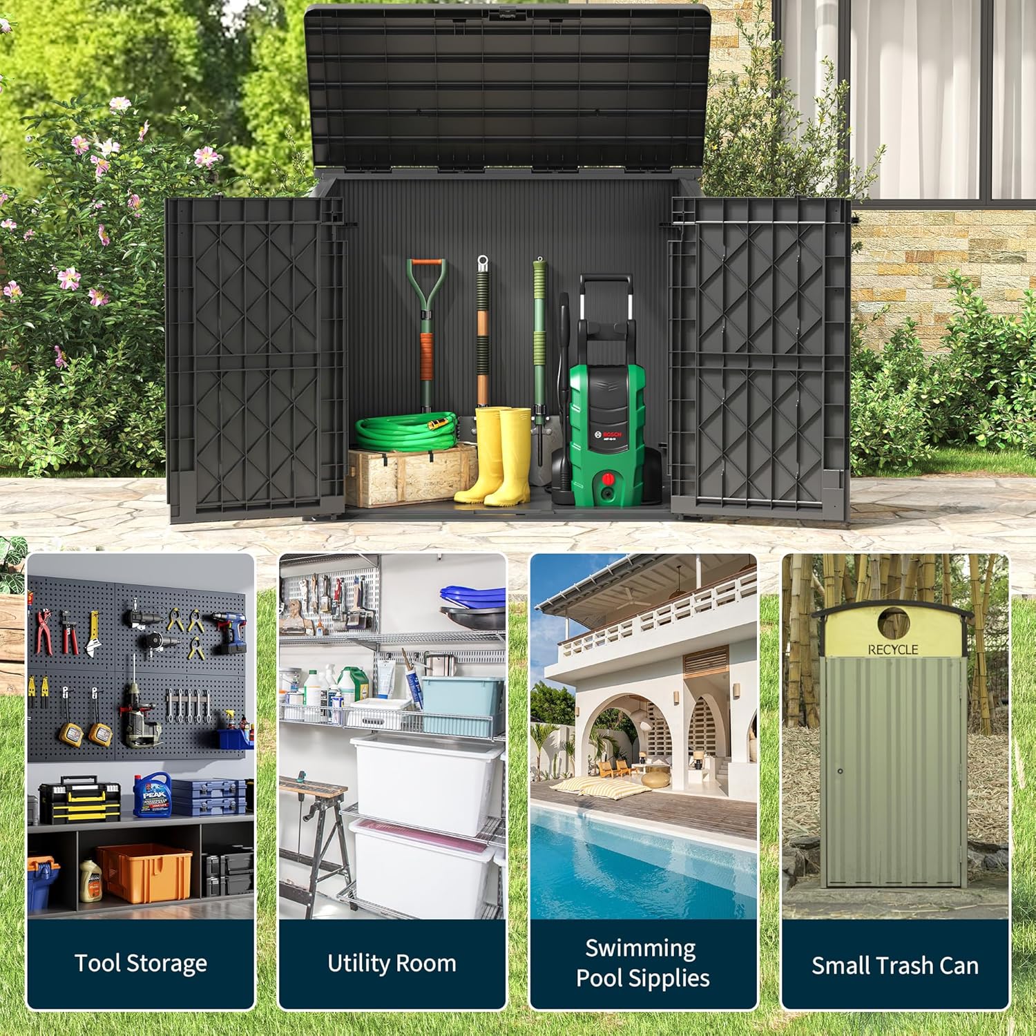 Outdoor Storage Cabinet 36 Cu.Ft Garden Storage Shed 