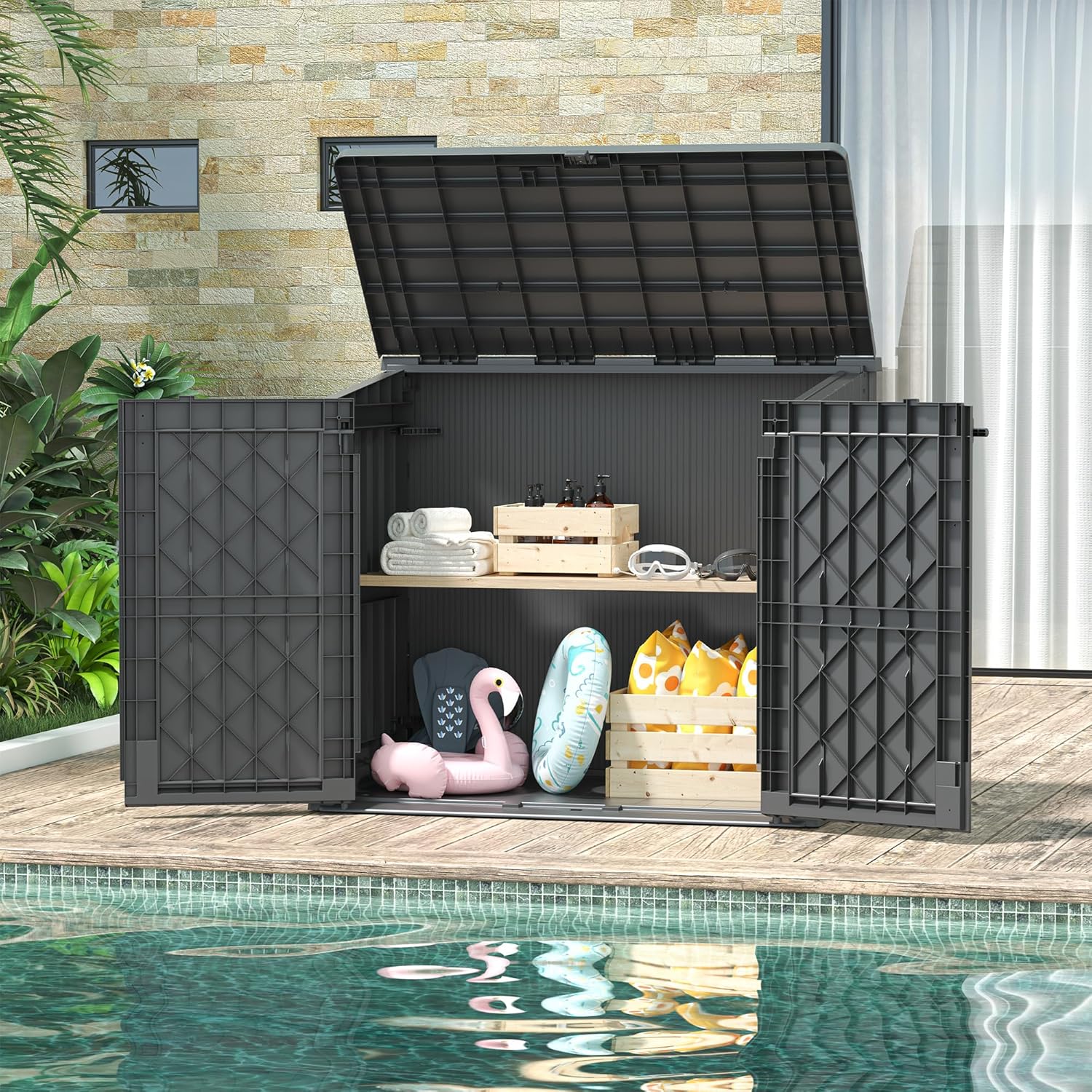 Outdoor Storage Cabinet 36 Cu.Ft Garden Storage Shed 