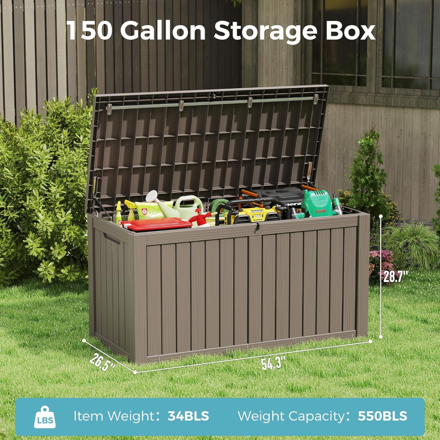 151 Gallon Outdoor Storage Box, Grey
