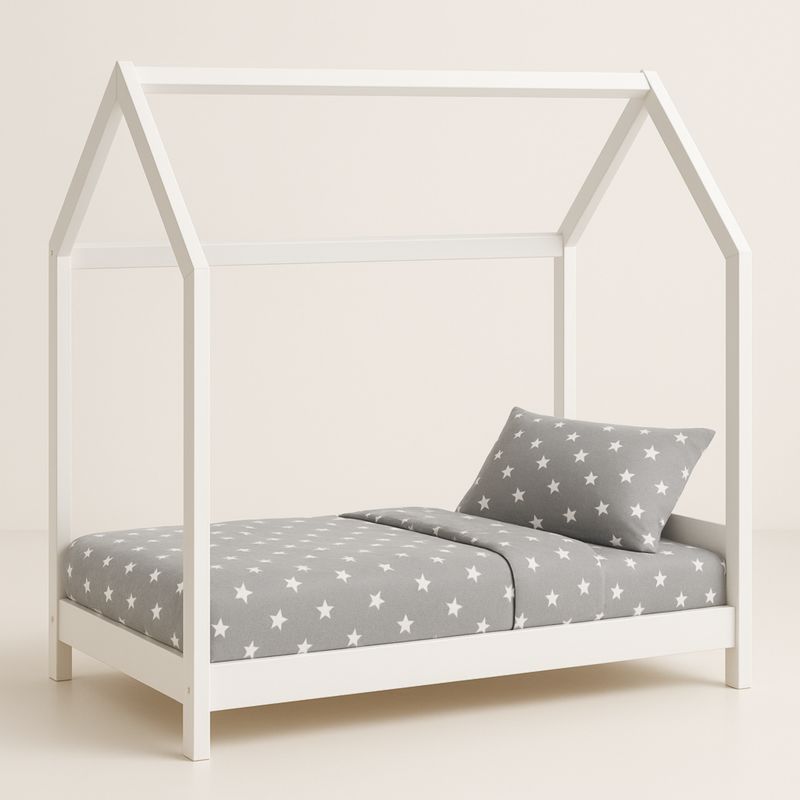 Letto Casetta per Bambini in Legno Bianco