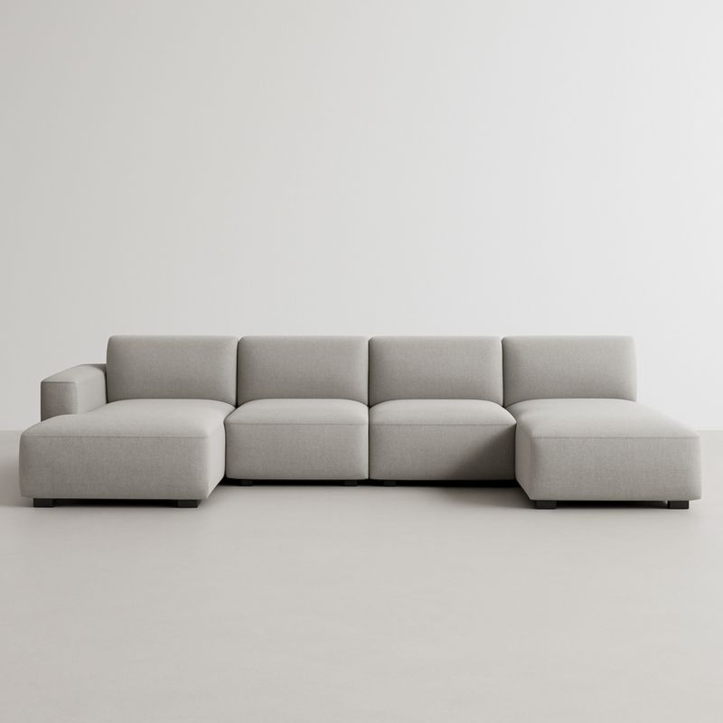 Divano modulare componibile tessuto poliestere grigio chiaro