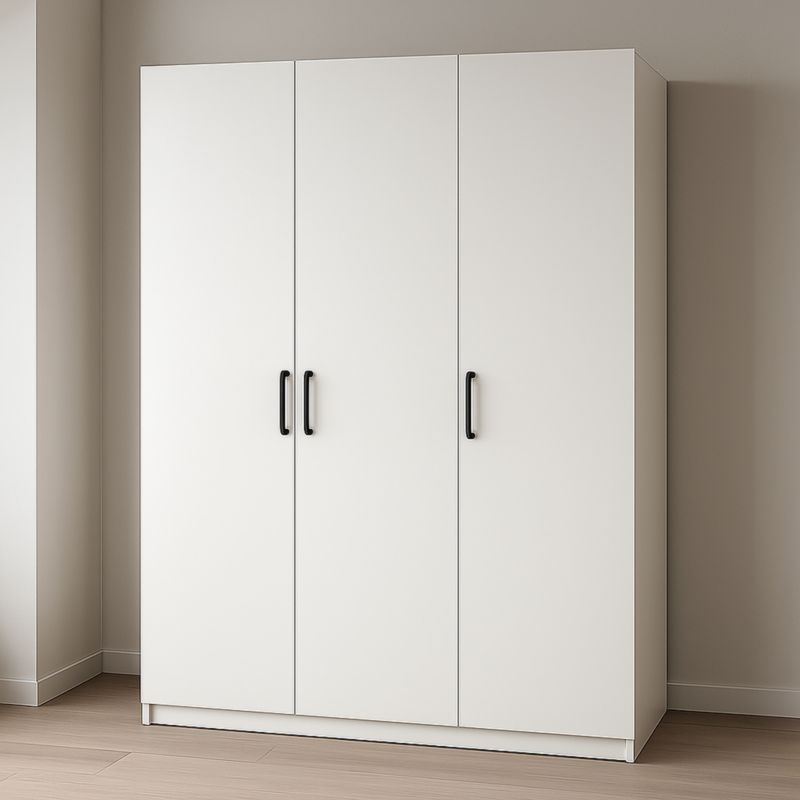 Armadio Guardaroba 3 Ante MDF Bianco 210x150x60 cm