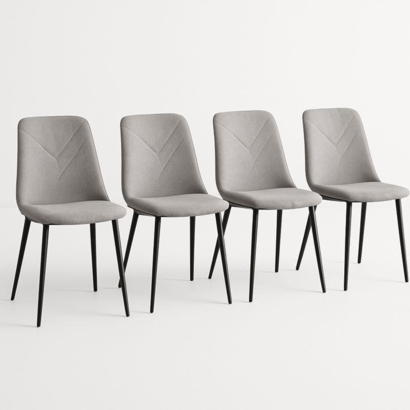Set di 4 Sedie Sala da Pranzo Grigio Tessuto Poliestere Gambe Metallo 43x54x88 cm