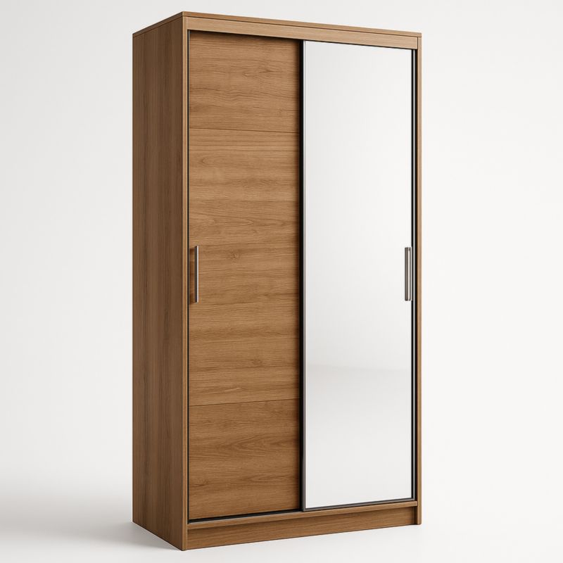 Armadio scorrevole legno specchio 200x120x60cm Marrone/Bianco