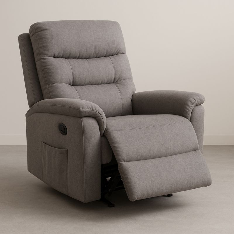 Poltrona reclinabile grigia in tessuto poliestere