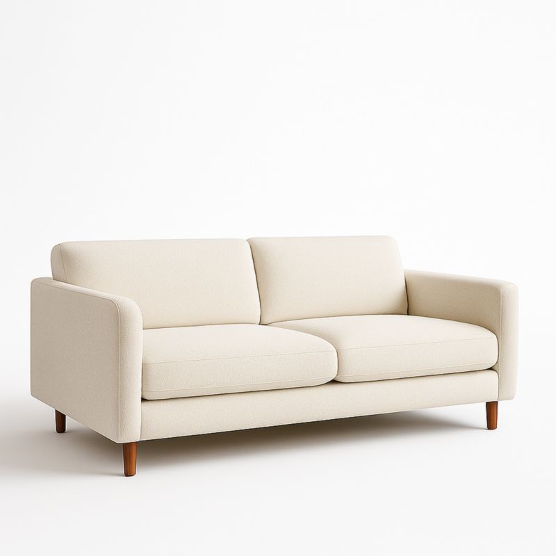 Divano in tessuto di poliestere color crema 200x85x80 cm