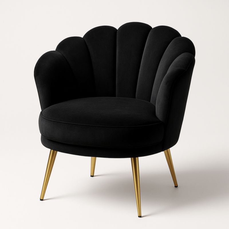 Poltrona velluto nero gambe metallo dorato 80x80x85 cm