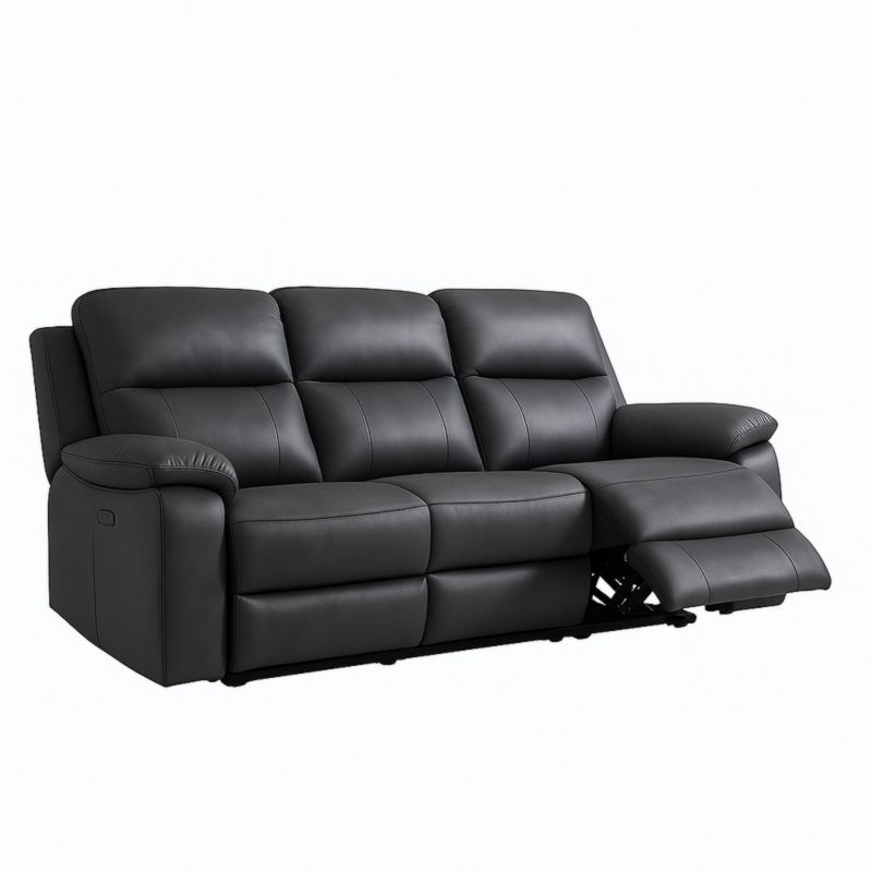 Divano Recliner 3 Posti PU Nero con Meccanismo di Riposo