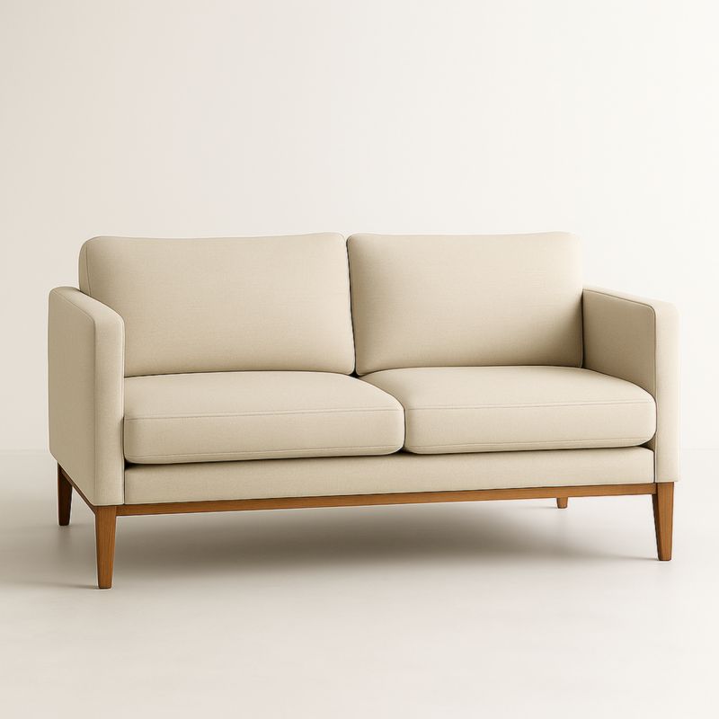 Divano a 2 posti in tessuto poliestere crema con base in legno dimensioni 180x85x75 cm