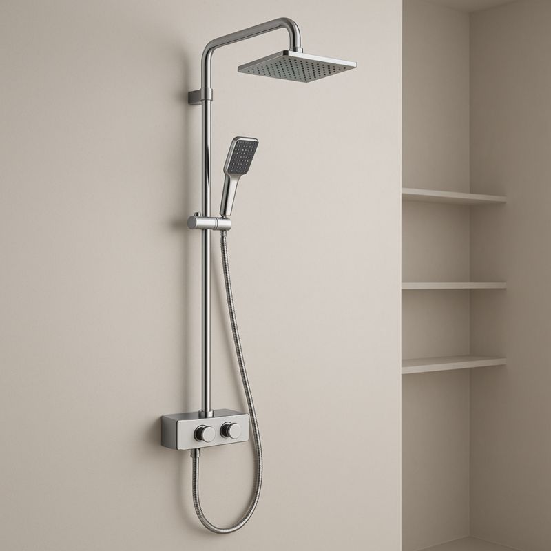 Set doccia in acciaio inox con soffione quadrato e doccetta