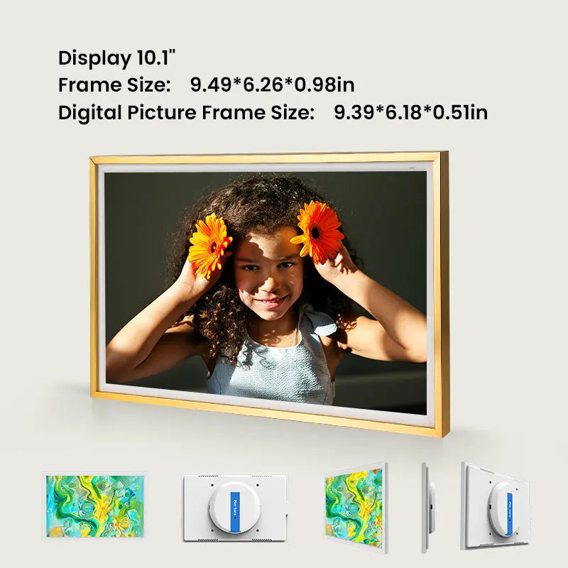 Pinpin 2.0 Aluminum Digital Frame — Sleek Golden