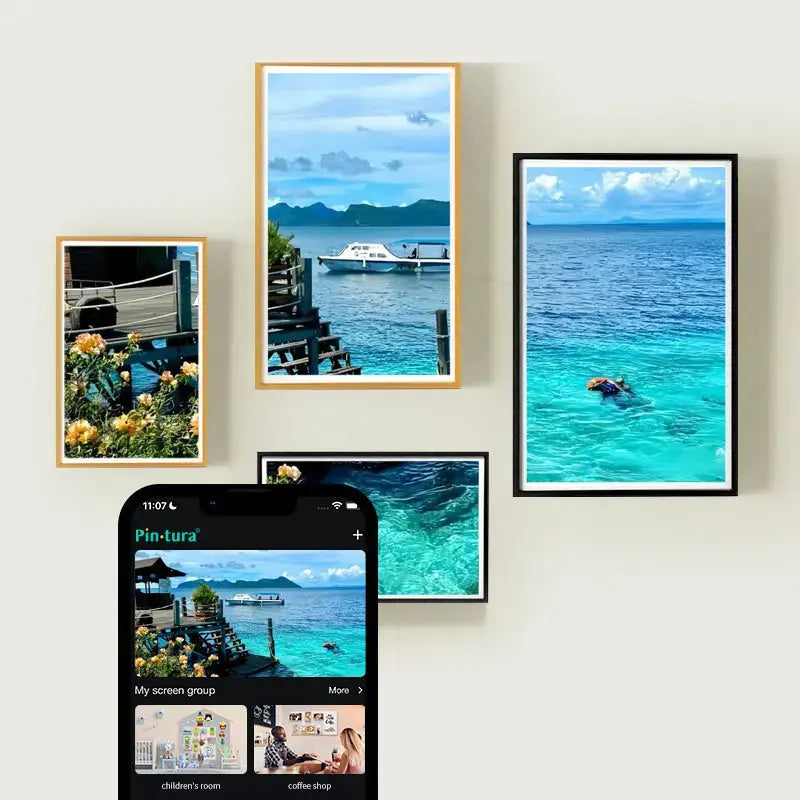 Pinpin Digital Photo & Video Frame – Magnetic Multi-Screen Wall Display with Free Serial Adapter