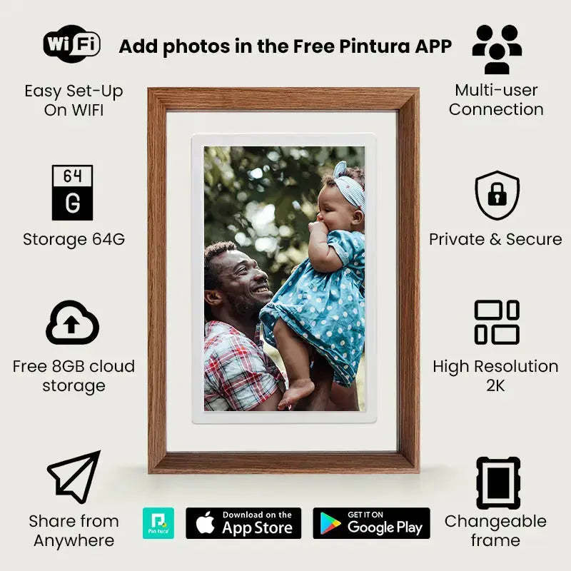 Pinpin Digital Photo & Video Frame – Magnetic Multi-Screen Wall Display with Free Serial Adapter