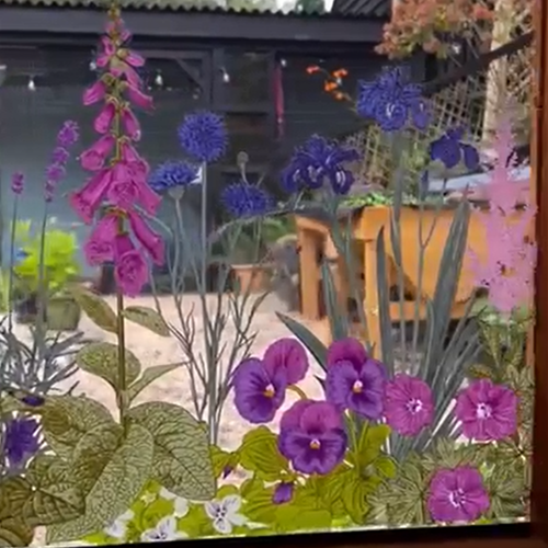 Colorful Floral Bouquet Window Sticker (Cut To Size Freely)